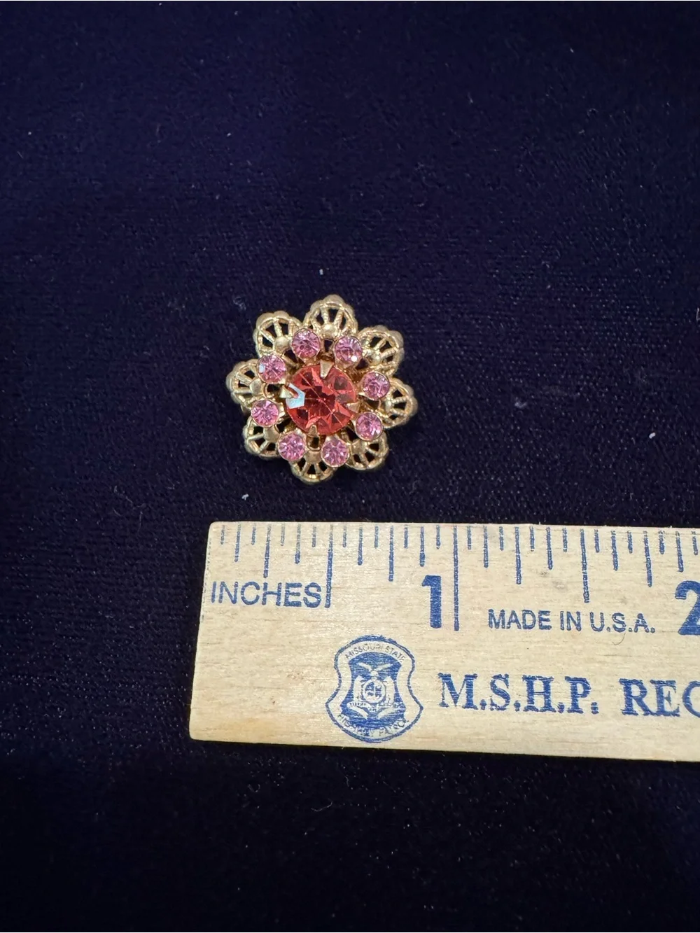 Gold Floral Pink Crystal Brooch - Women's Jewelry